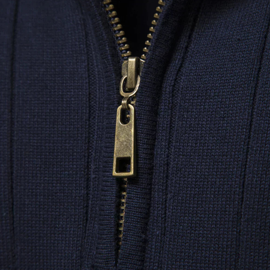 Ribstrikket half-zip herresweater