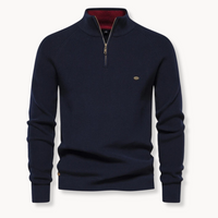 Ribstrikket half-zip-striktrøje til mænd