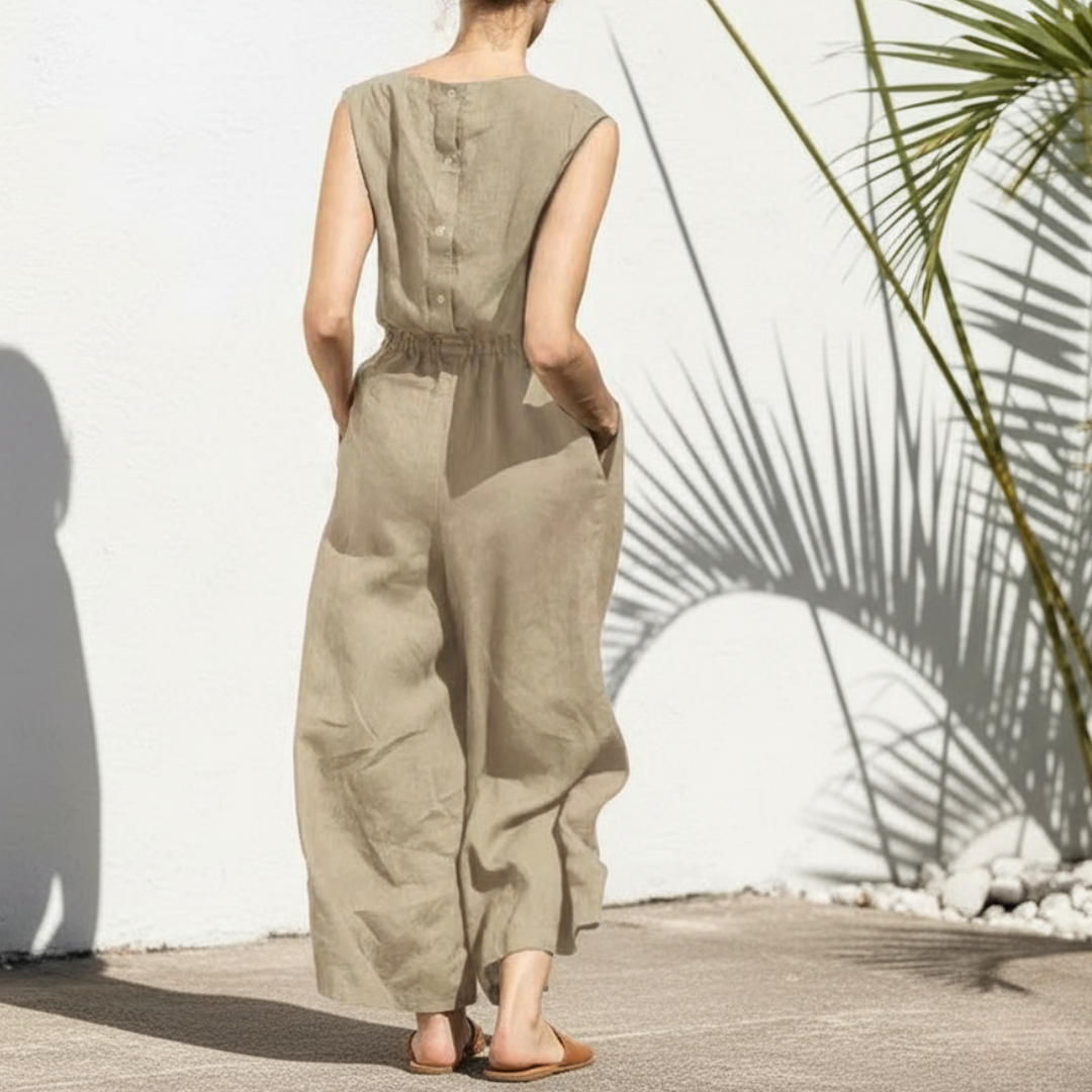 Ærmeløs jumpsuit med brede ben til damer
