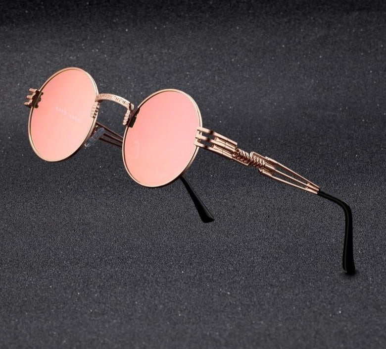 Runde steampunk-solbriller i metal