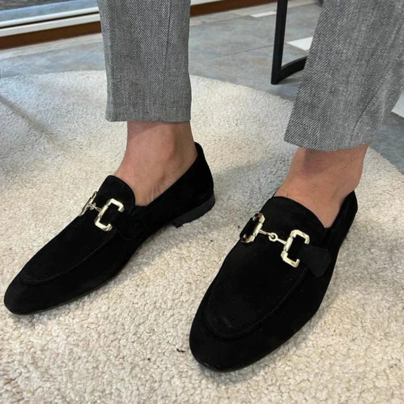 Ruskindsloafers med metalspænde til efteråret