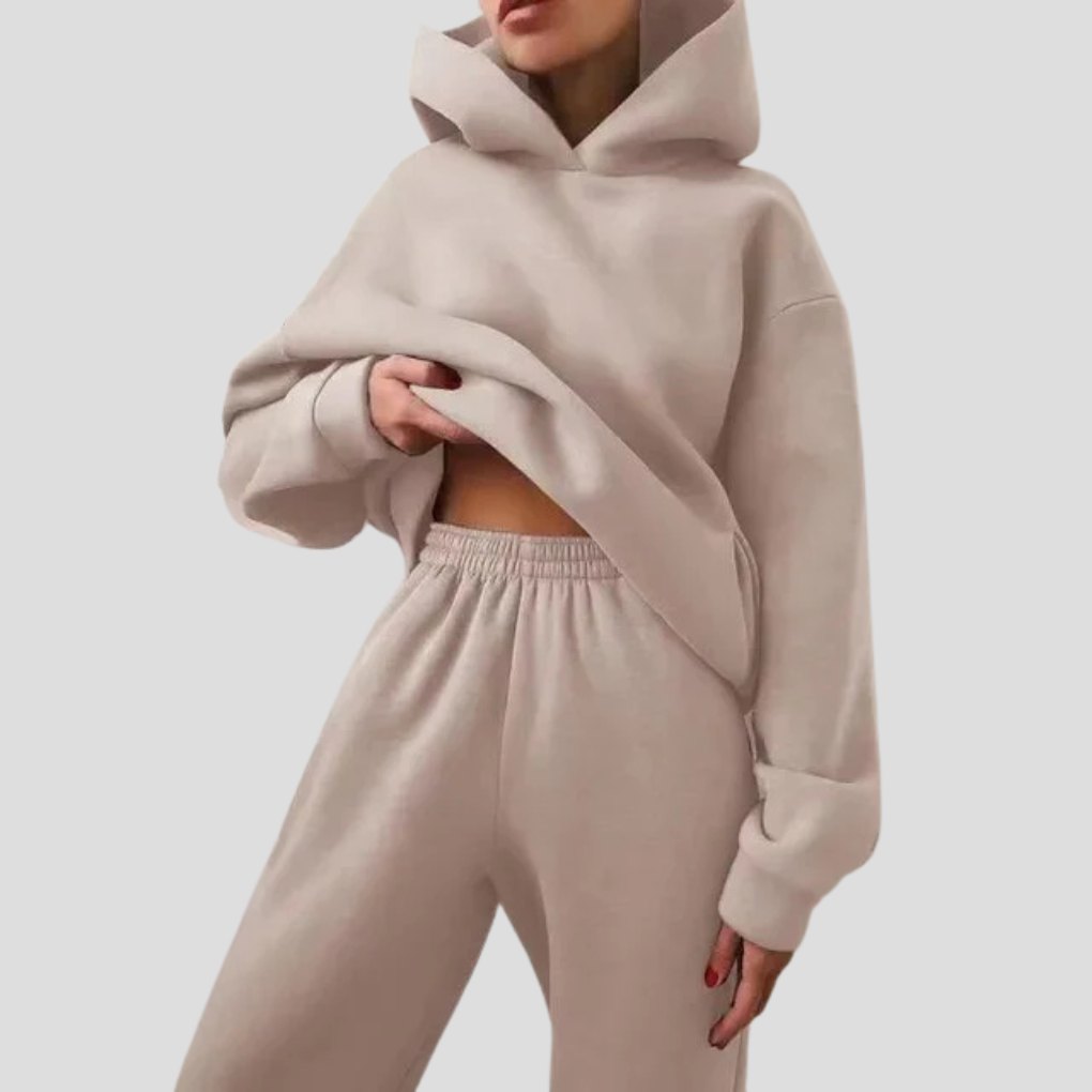 Sæt med hættetrøje og joggingbukser til damer – Afslappet vinter-loungewear