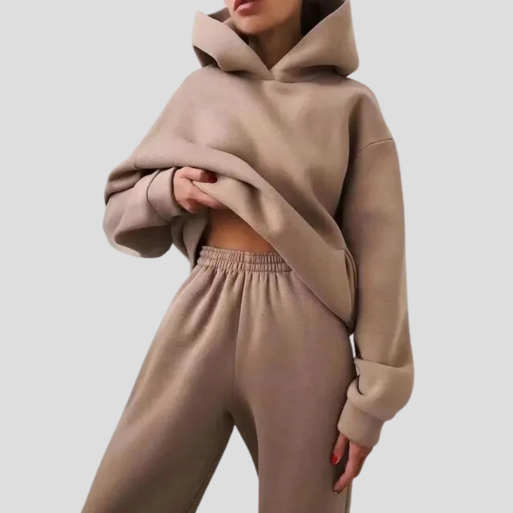 Sæt med hættetrøje og joggingbukser til damer – Afslappet vinter-loungewear
