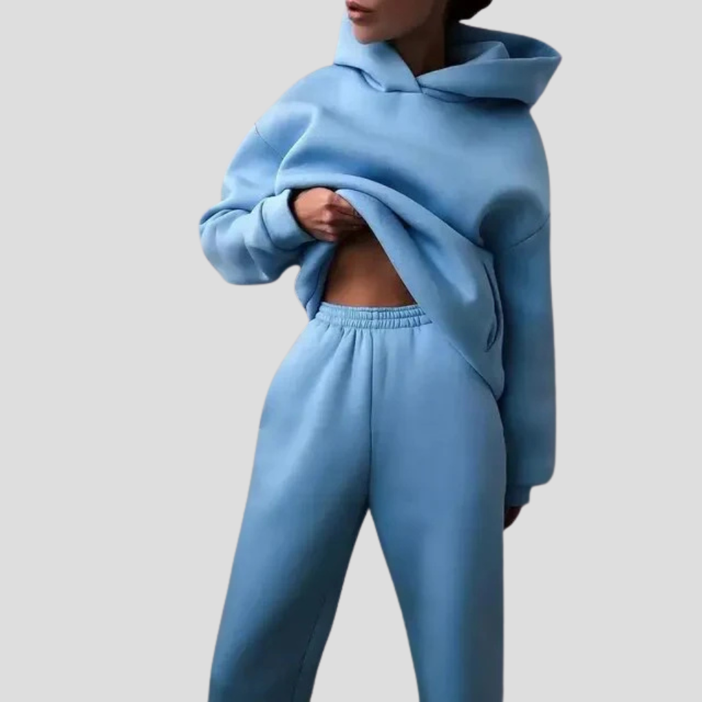 Sæt med hættetrøje og joggingbukser til damer – Afslappet vinter-loungewear