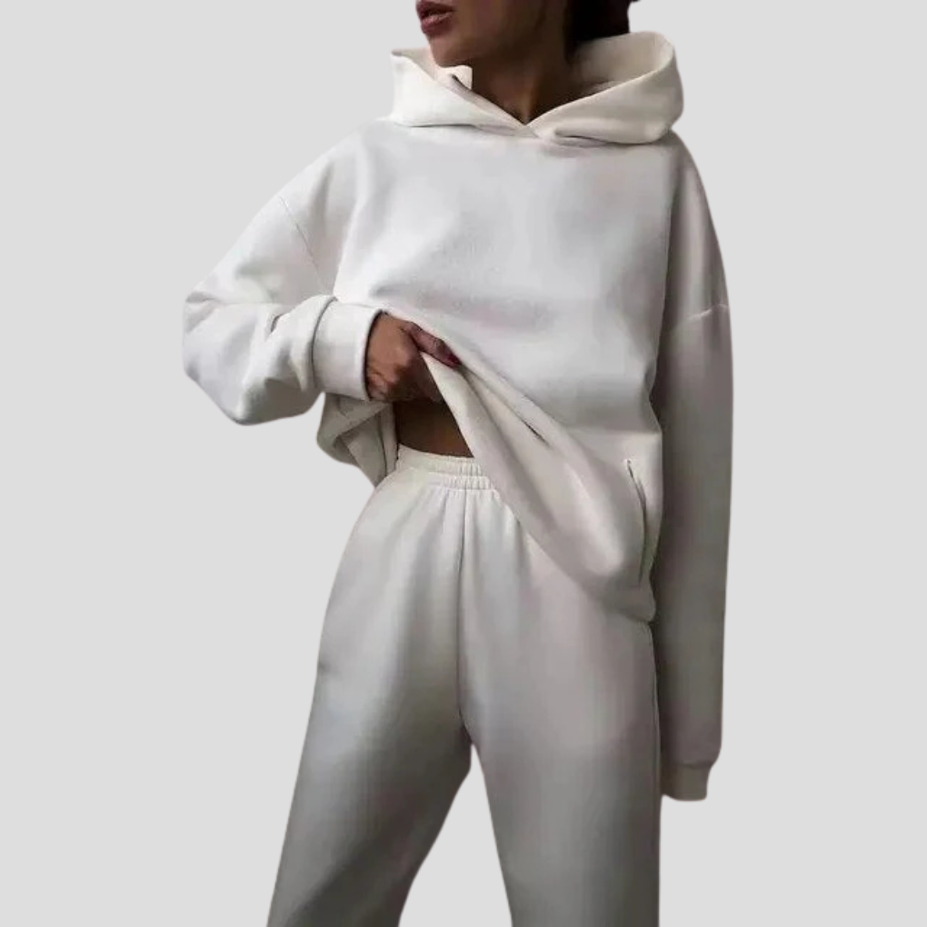 Sæt med hættetrøje og joggingbukser til damer – Afslappet vinter-loungewear