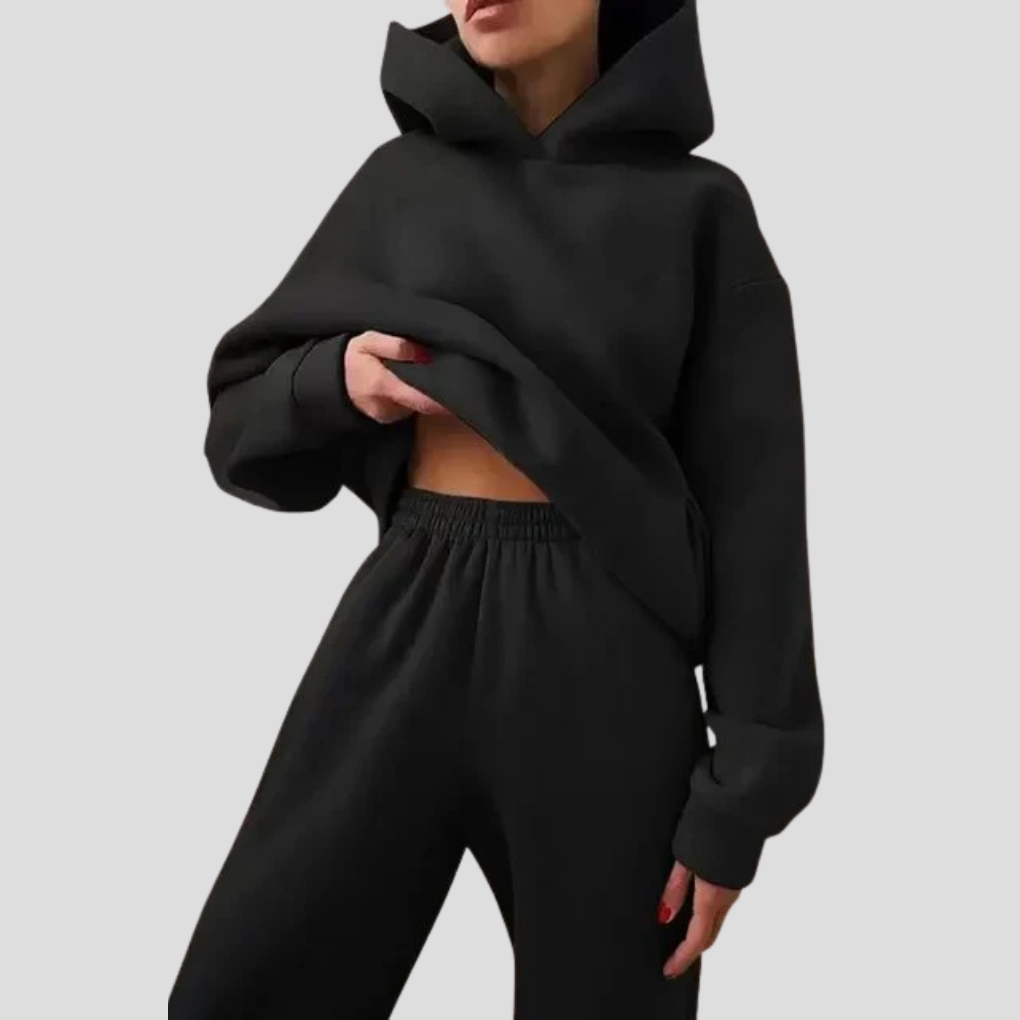 Sæt med hættetrøje og joggingbukser til damer – Afslappet vinter-loungewear