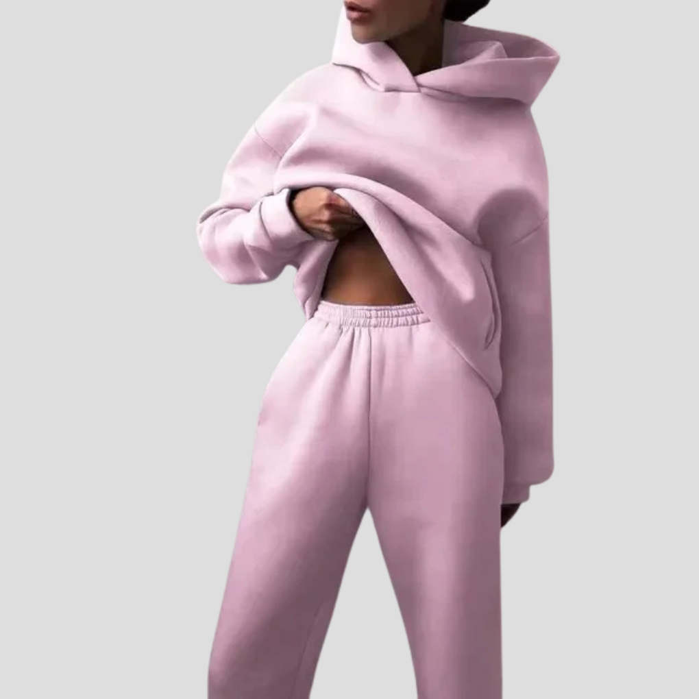 Sæt med hættetrøje og joggingbukser til damer – Afslappet vinter-loungewear
