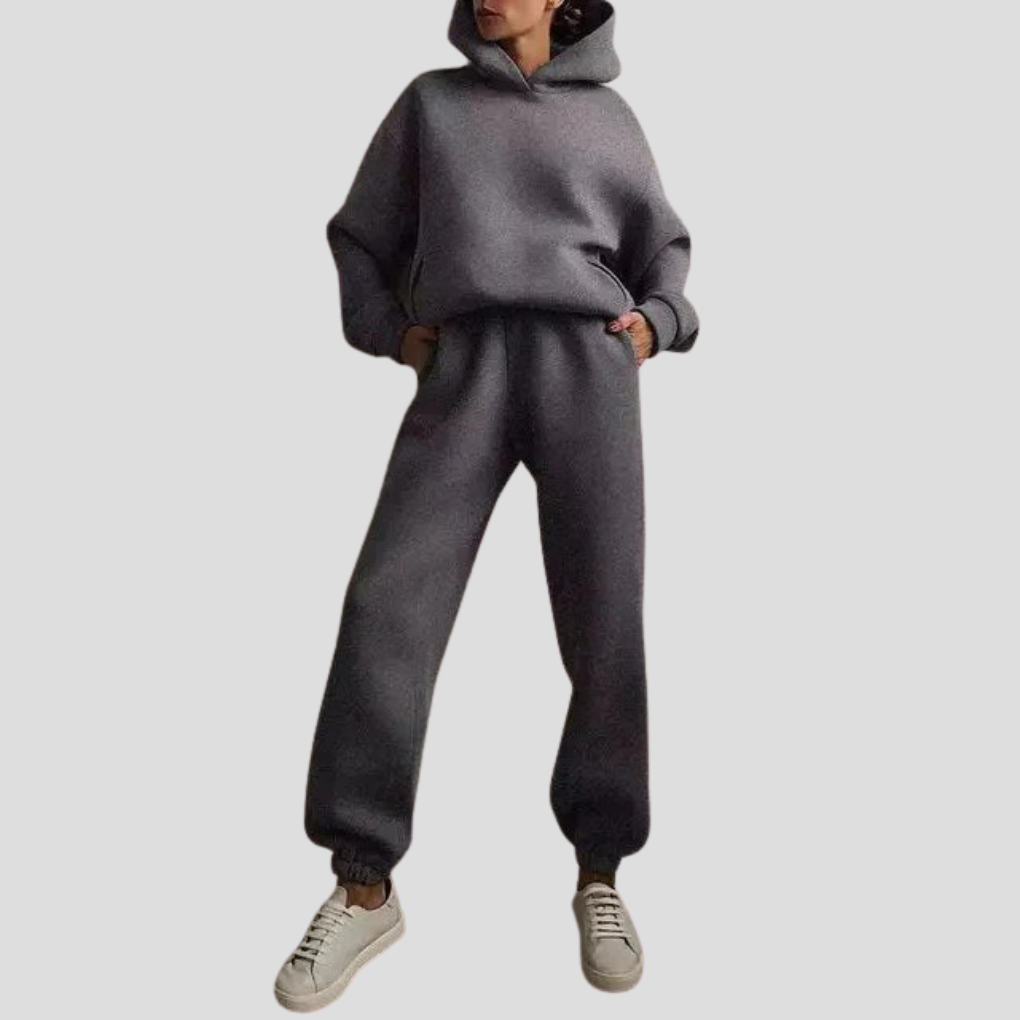 Sæt med hættetrøje og joggingbukser til damer – Afslappet vinter-loungewear