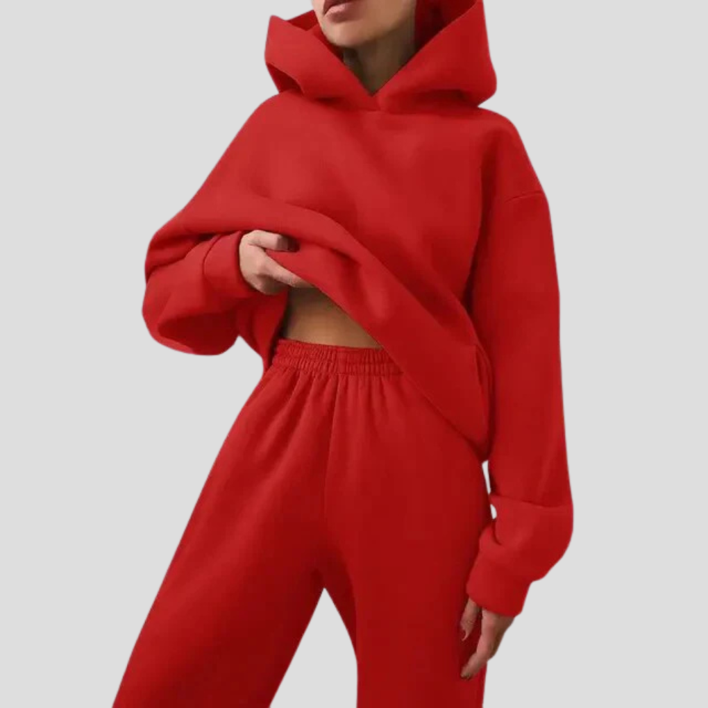 Sæt med hættetrøje og joggingbukser til damer – Afslappet vinter-loungewear