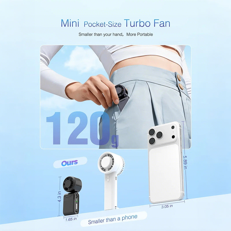 Sammenfoldelig håndholdt bærbar mini-turboventilator