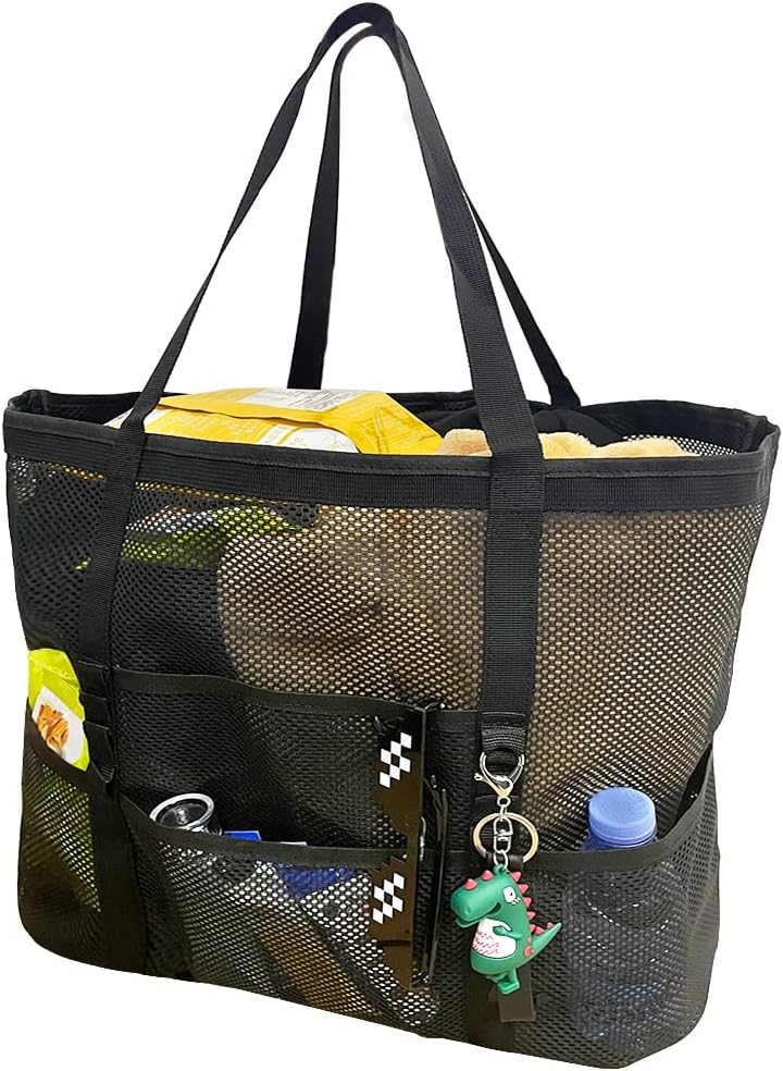 Sammenfoldelig mesh-strandtaske med 9 lommer til familiedage