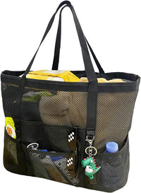 Sammenfoldelig mesh-strandtaske med 9 lommer til familiedage