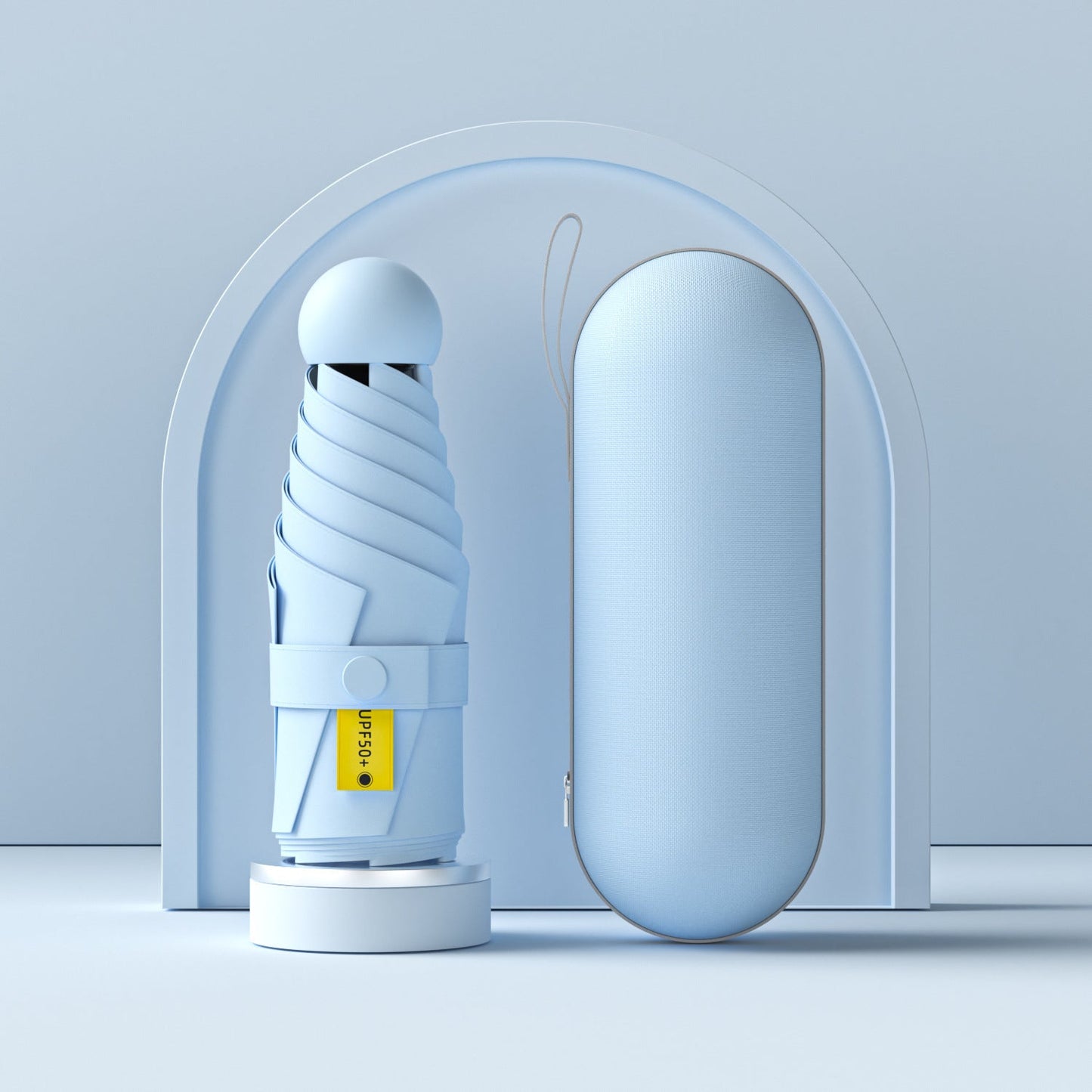 Sammenklappelig paraply til kvinder med UV-beskyttelse og innovativ mekanisme