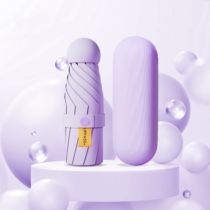 Sammenklappelig paraply til kvinder med UV-beskyttelse og innovativ mekanisme
