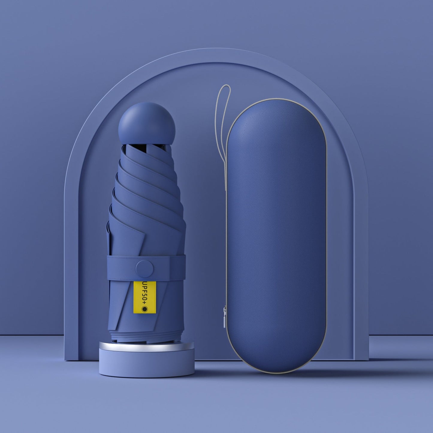 Sammenklappelig paraply til kvinder med UV-beskyttelse og innovativ mekanisme