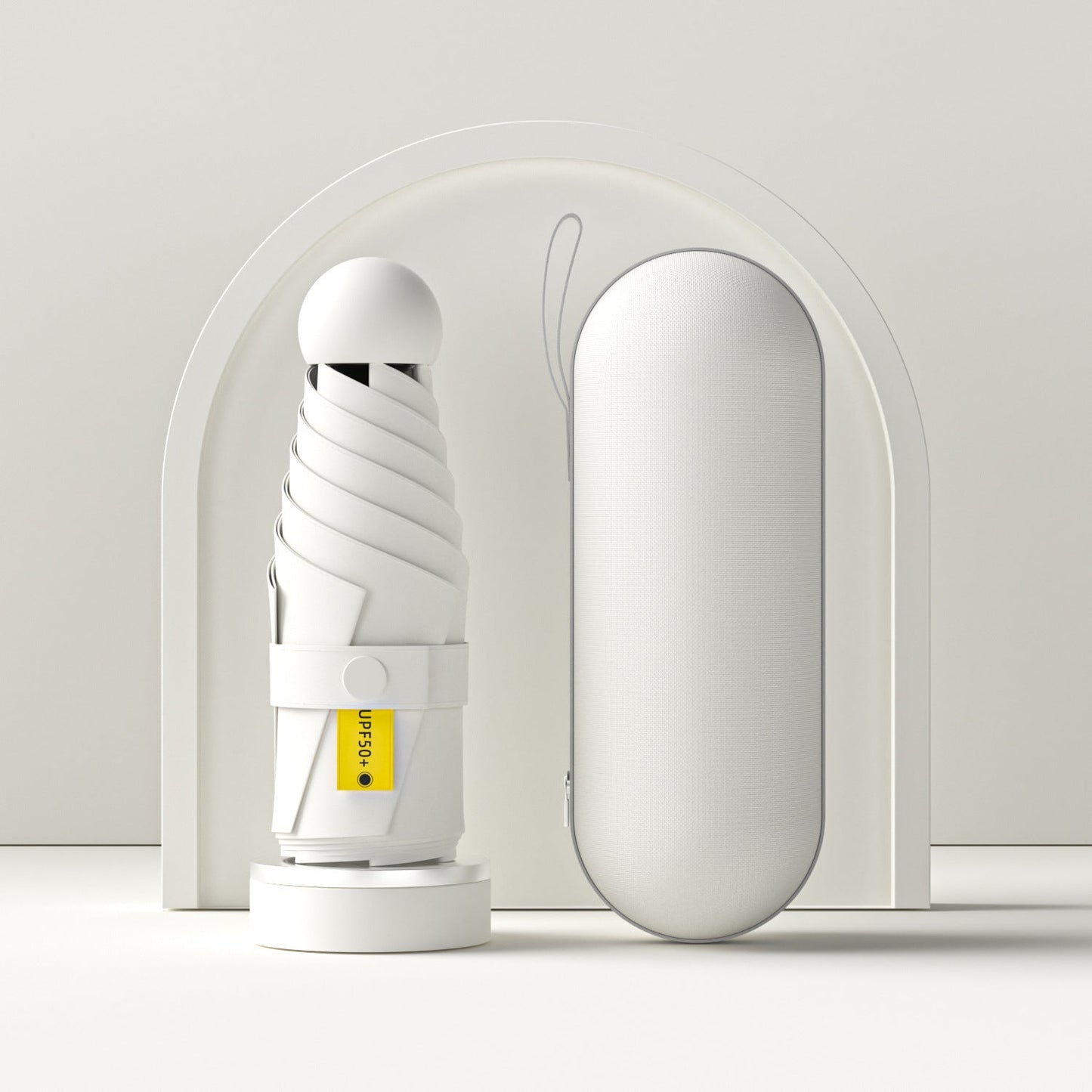 Sammenklappelig paraply til kvinder med UV-beskyttelse og innovativ mekanisme