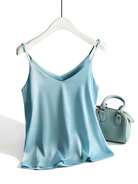 Satin-camisole med spaghettistropper til damer