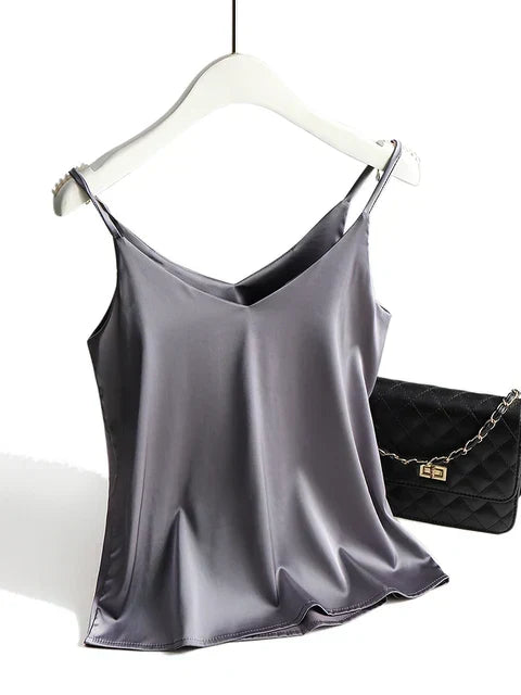 Satin-camisole med spaghettistropper til damer