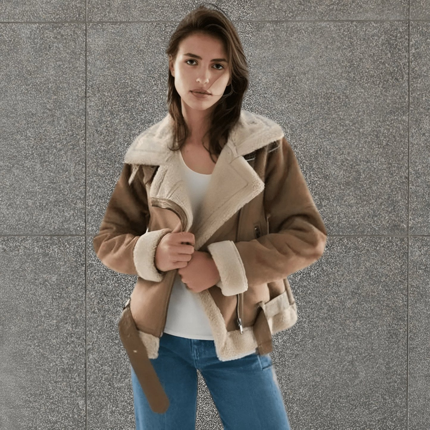 Shearling-pilotjakke til damer