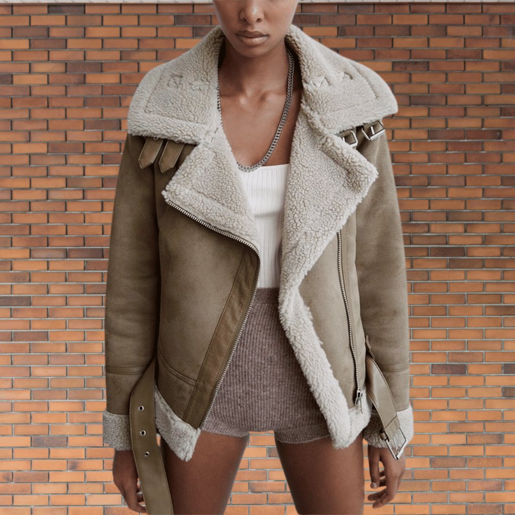 Shearling-pilotjakke til damer