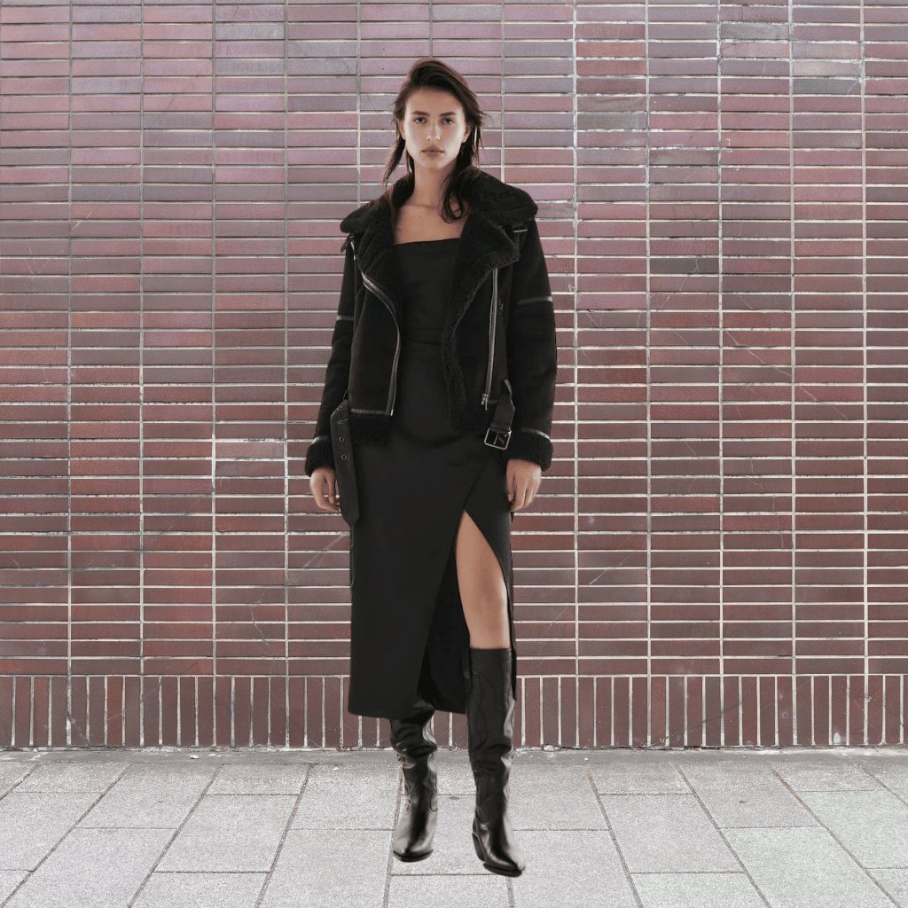 Shearling-pilotjakke til damer
