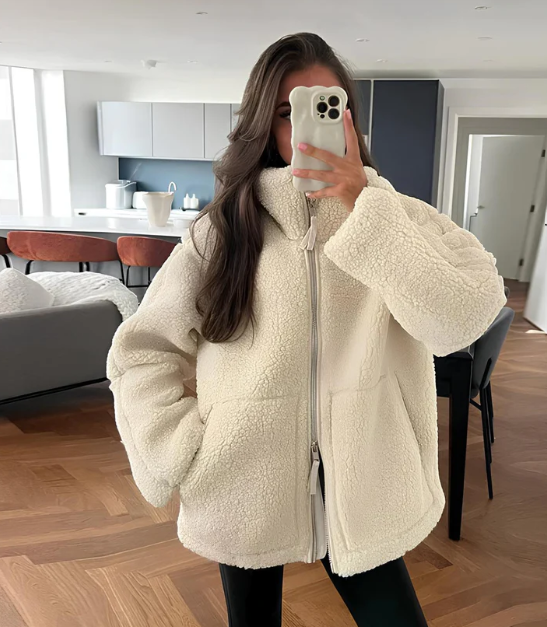 Sherpa-vinterteddyjakke til damer