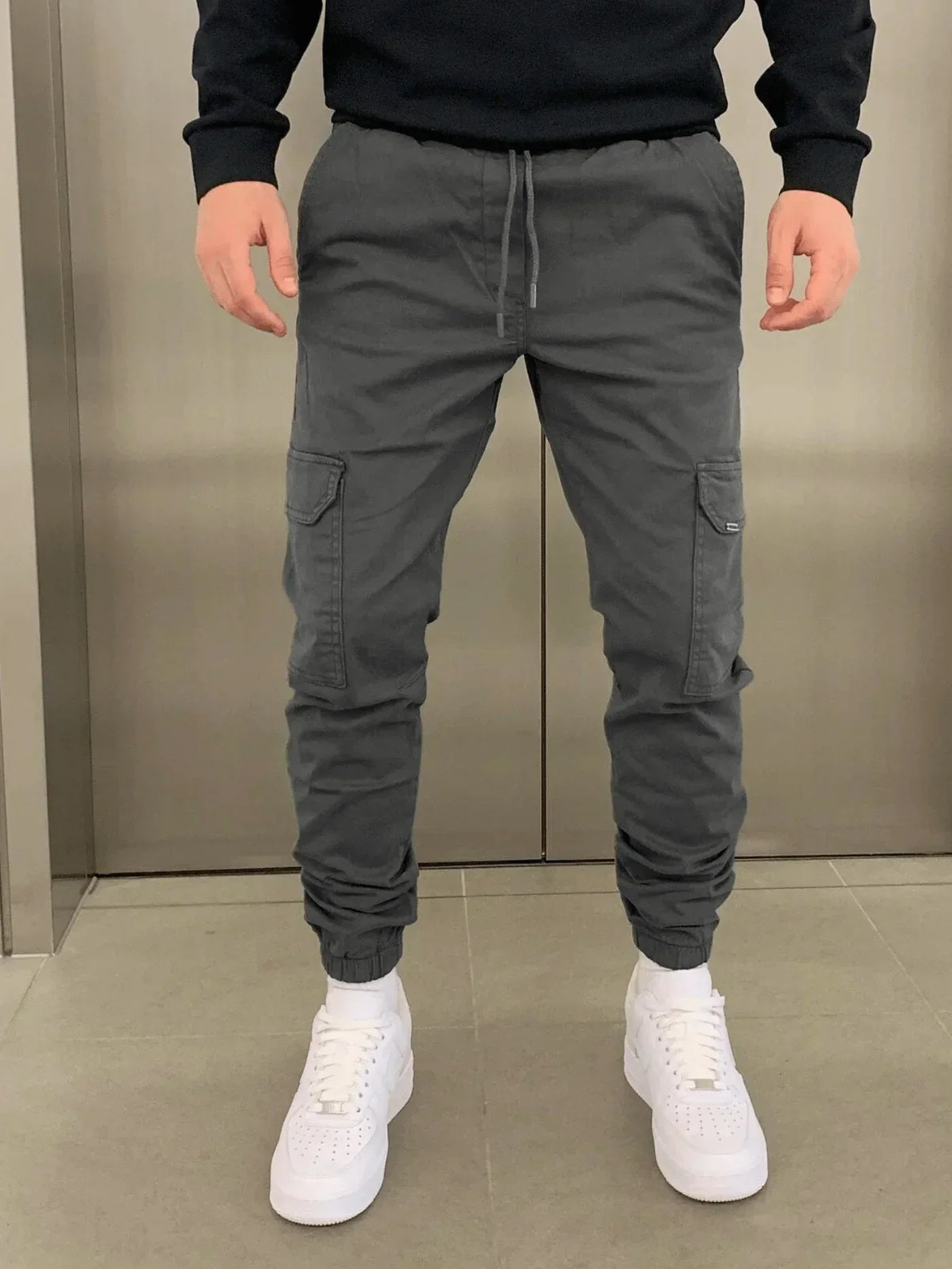 Slim fit-cargobukser til mænd