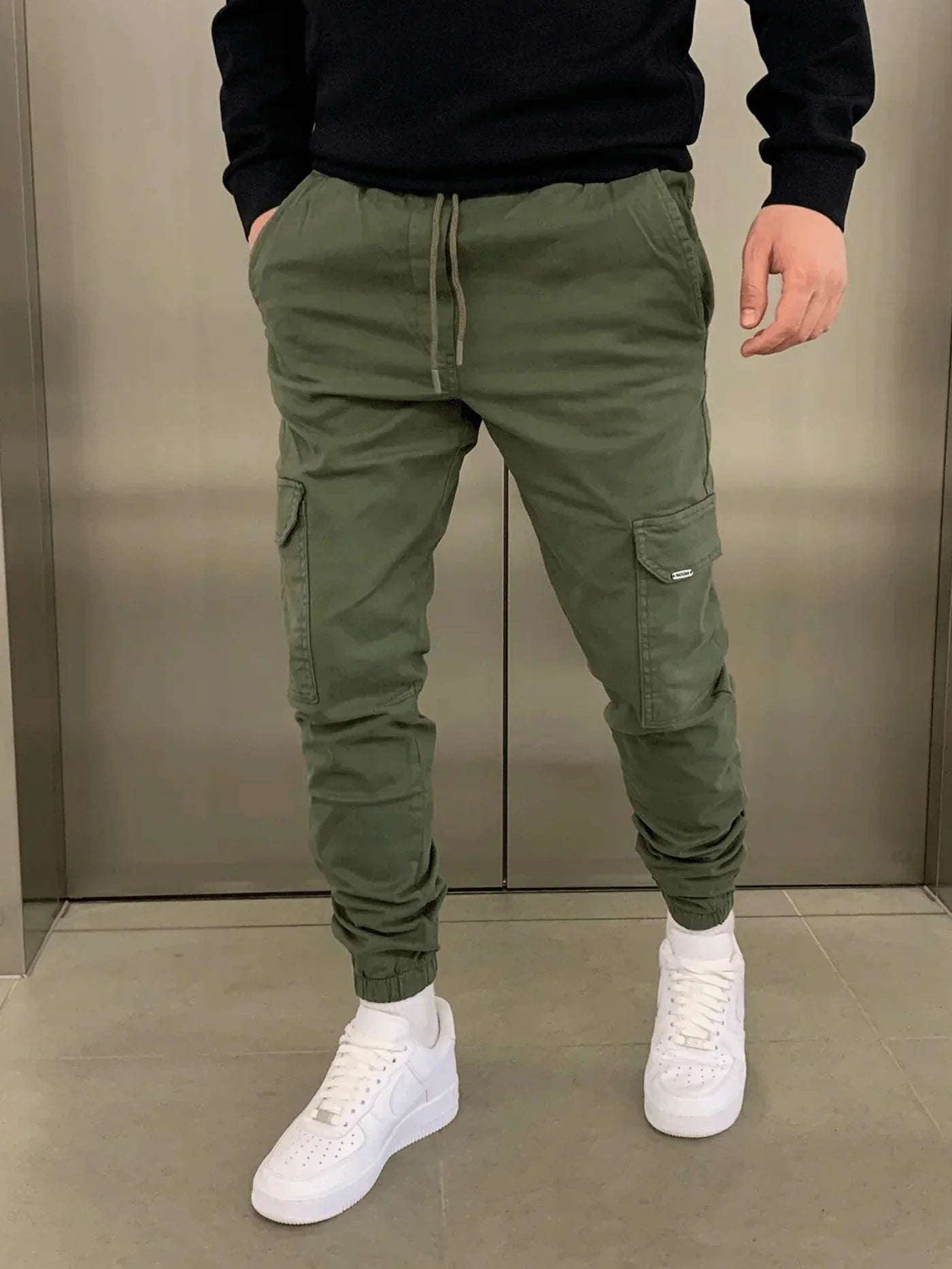 Slim fit-cargobukser til mænd