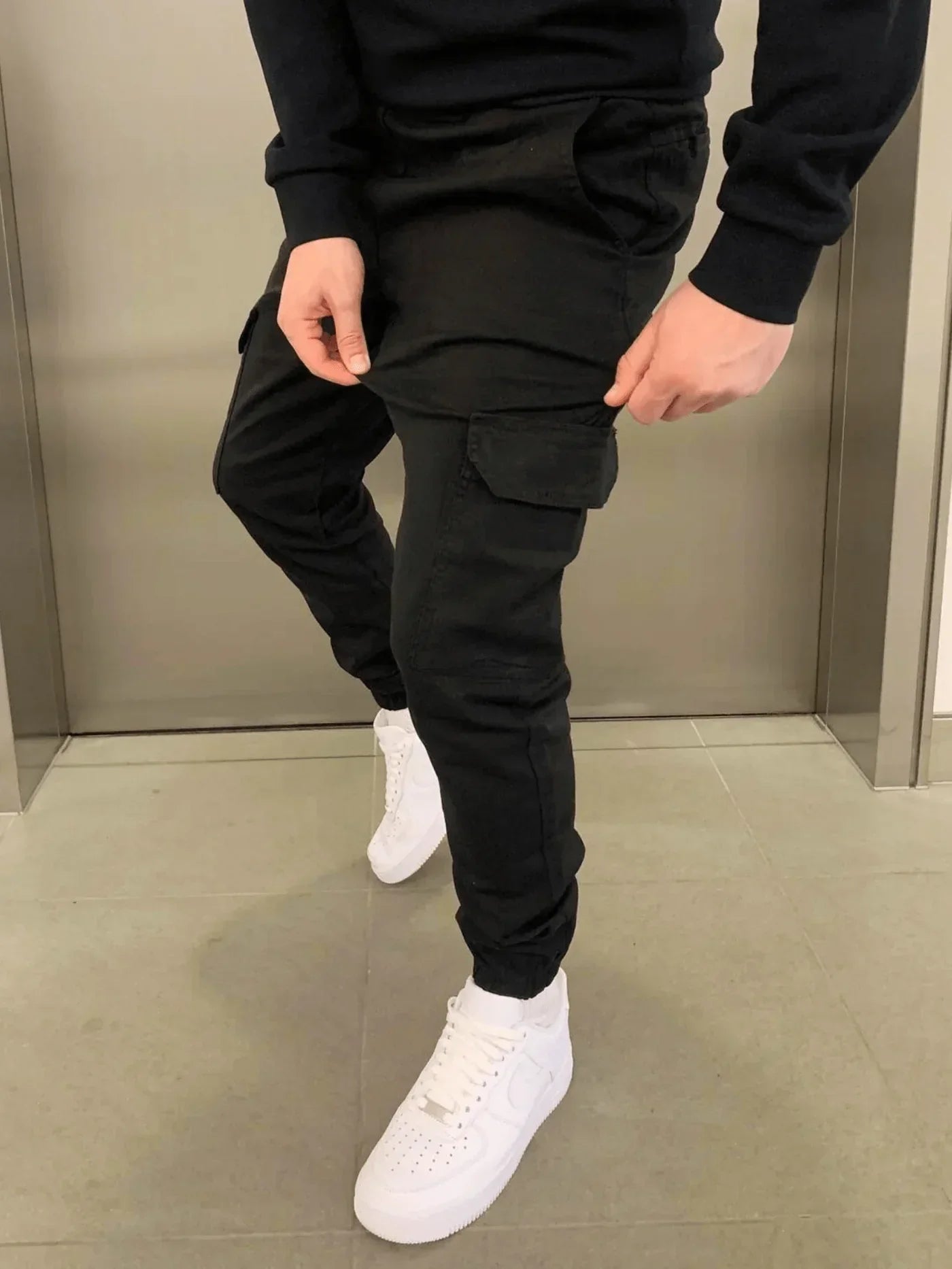 Slim fit-cargobukser til mænd