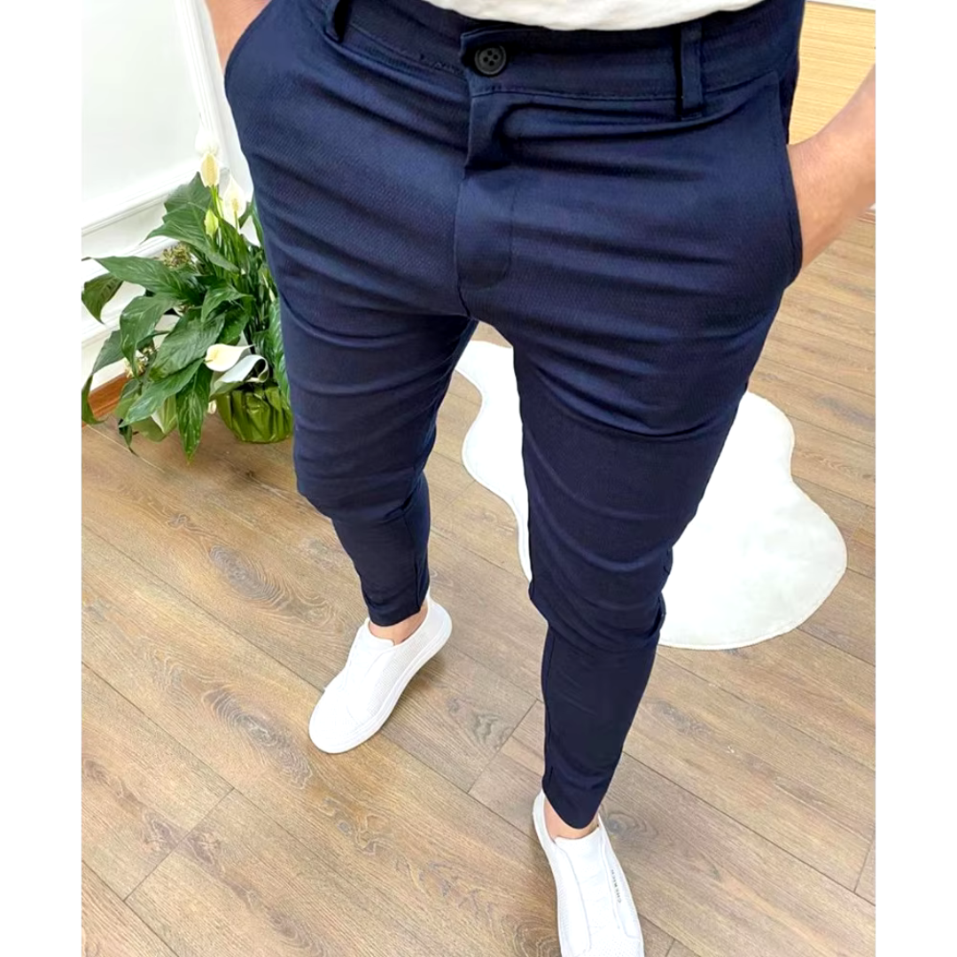 Slim fit habitbukser til mænd