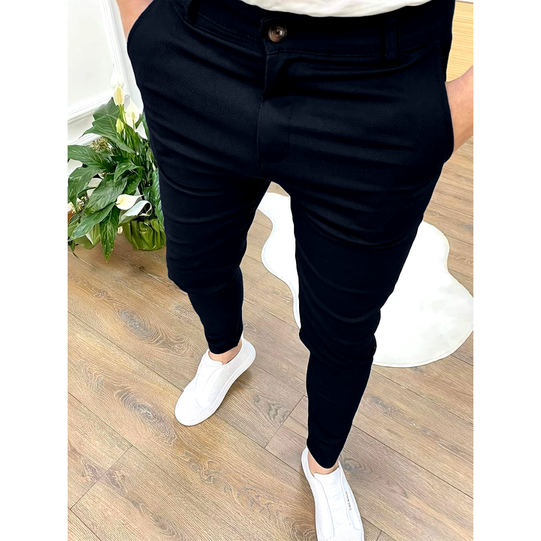 Slim fit habitbukser til mænd