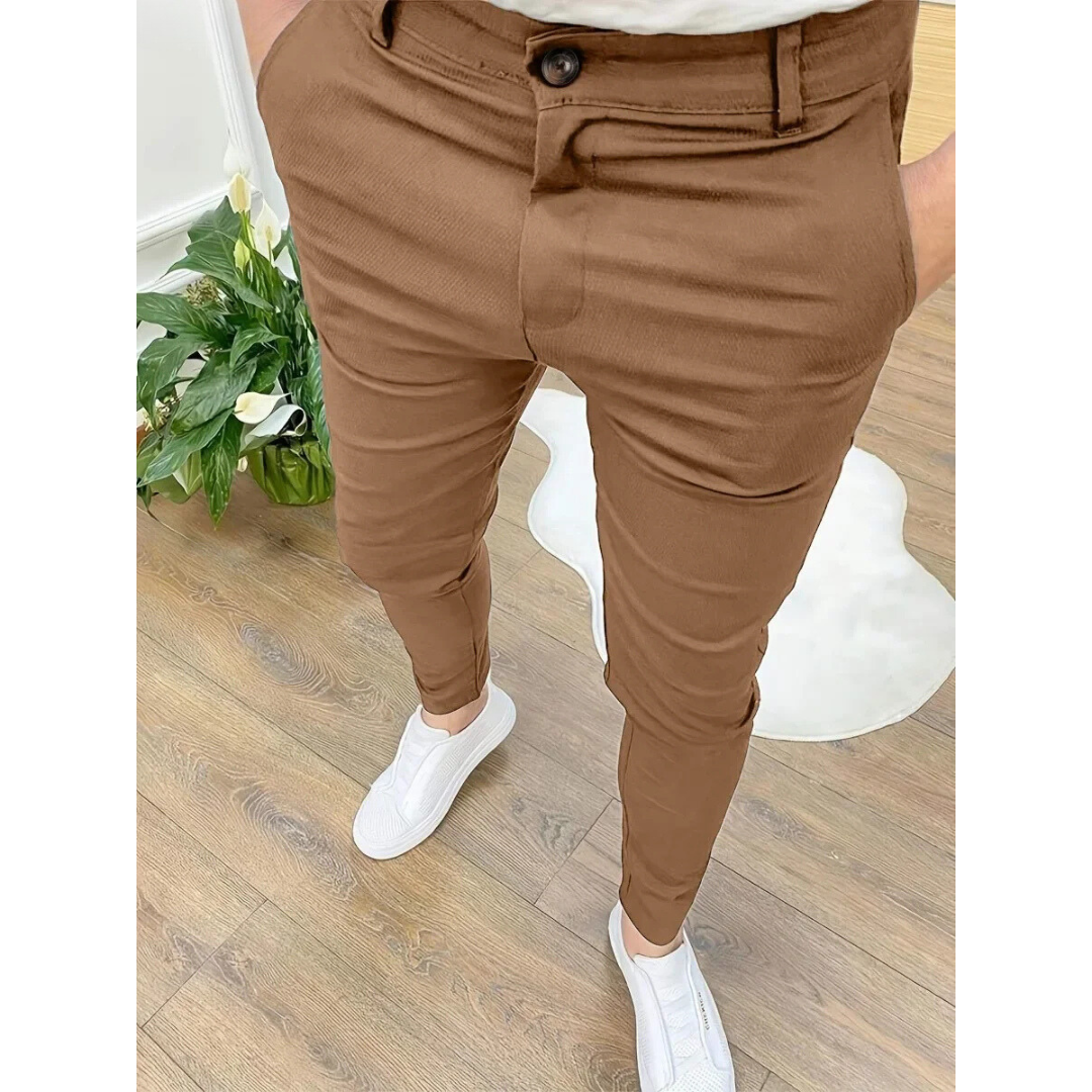 Slim fit habitbukser til mænd