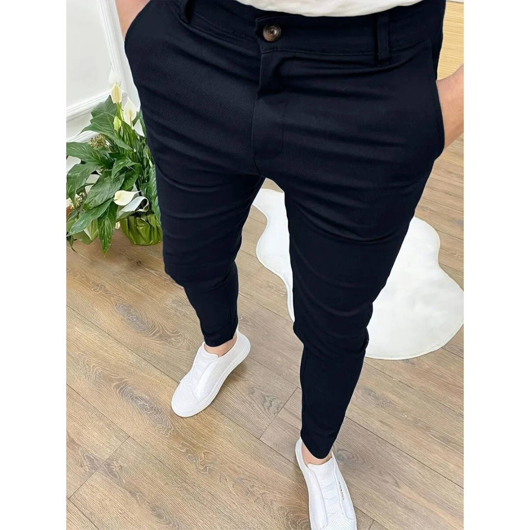 Slim fit habitbukser til mænd