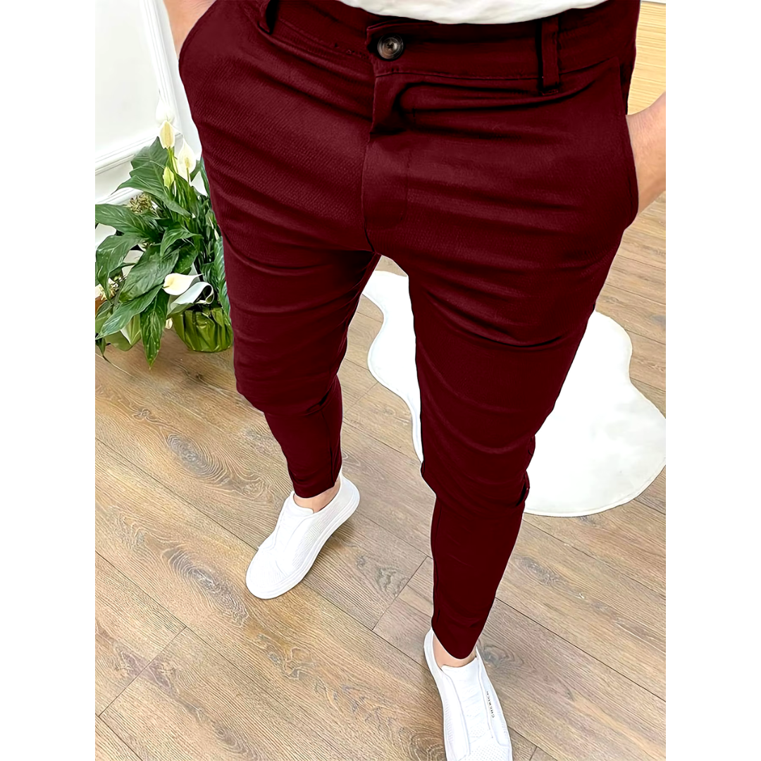 Slim fit habitbukser til mænd