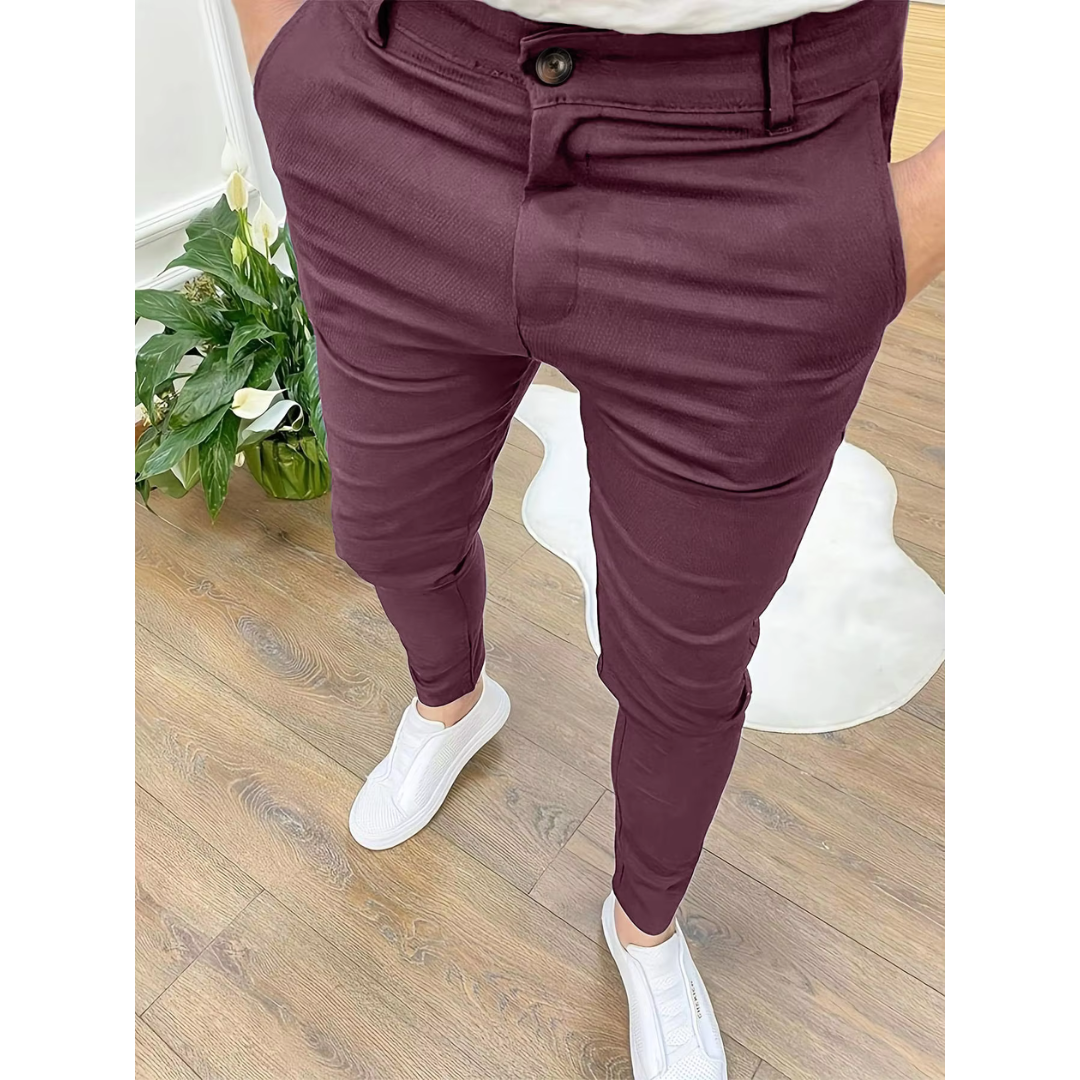 Slim fit habitbukser til mænd