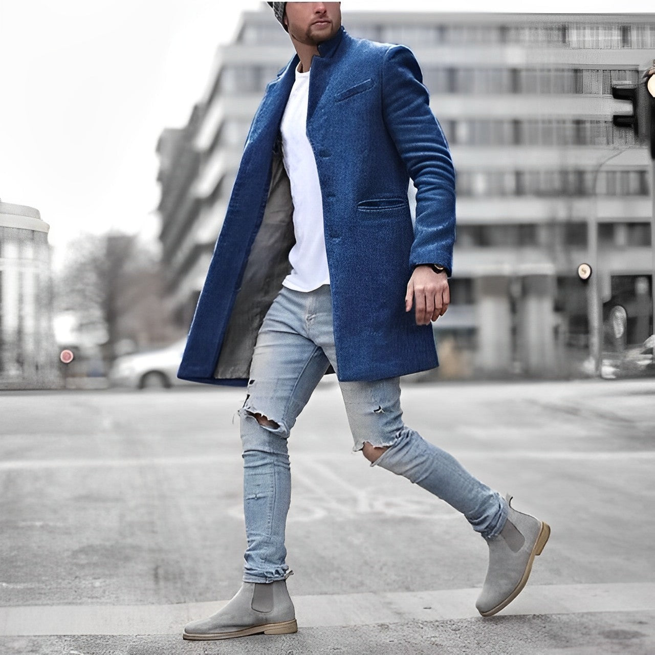 Slim fit halvlang herrefrakke