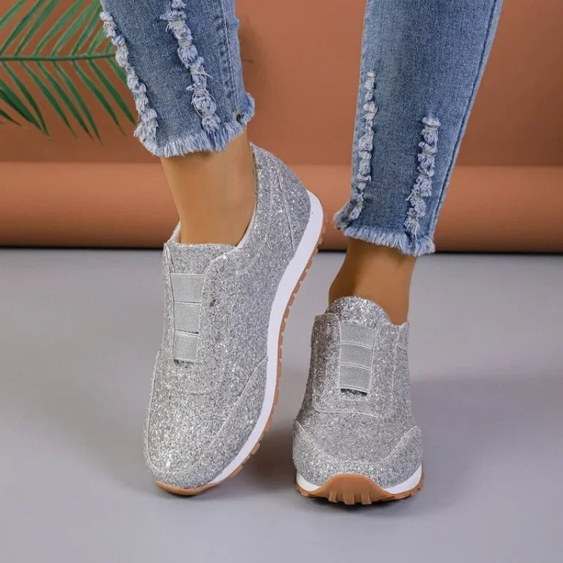 Slip-on glittersneakers til damer