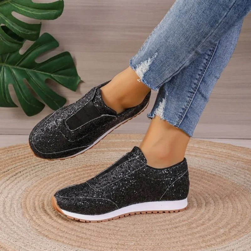 Slip-on glittersneakers til damer