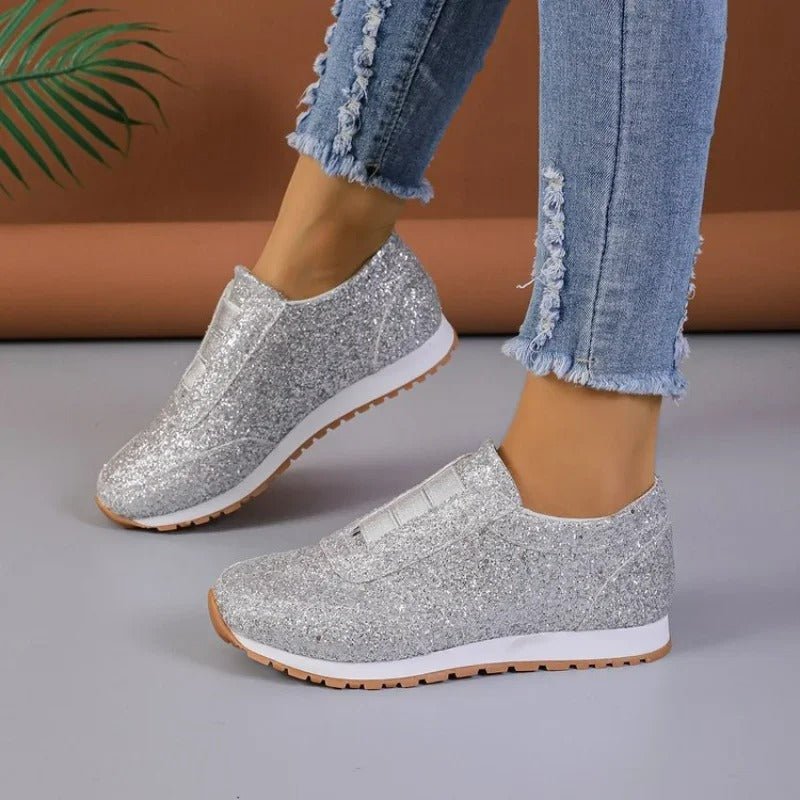 Slip-on glittersneakers til damer