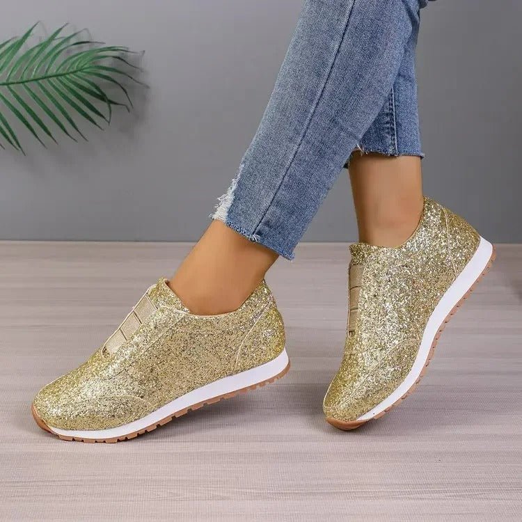 Slip-on glittersneakers til damer