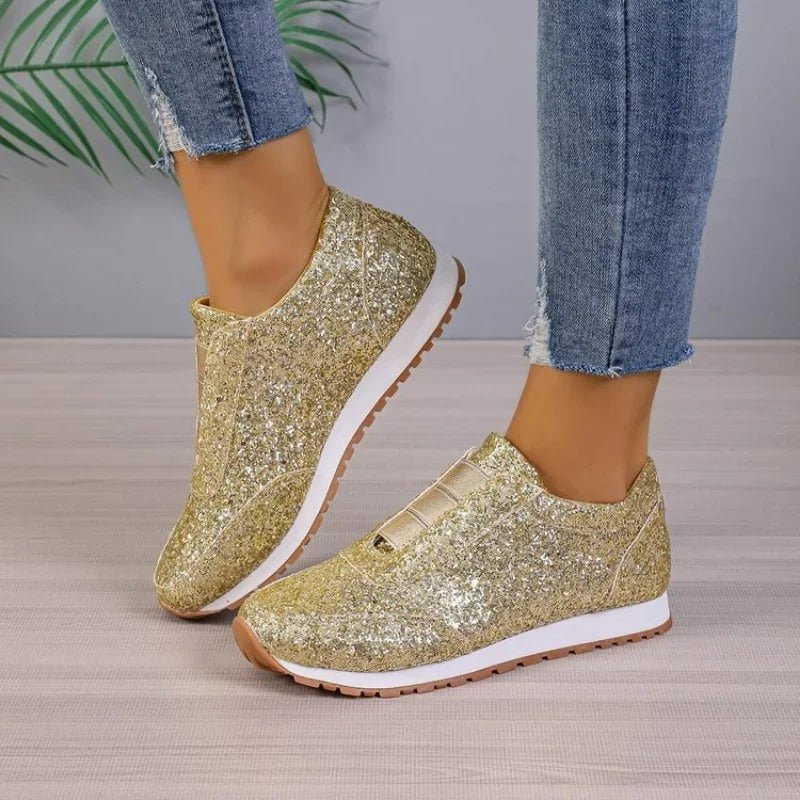 Slip-on glittersneakers til damer