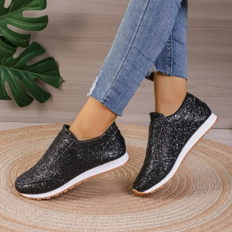 Slip-on glittersneakers til damer