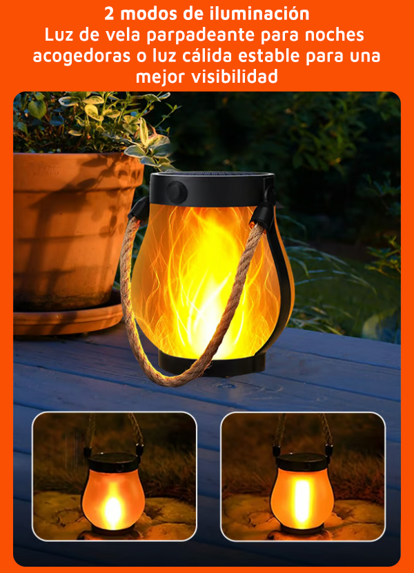 Solarlanterne med dansende flamme til have og terrasse