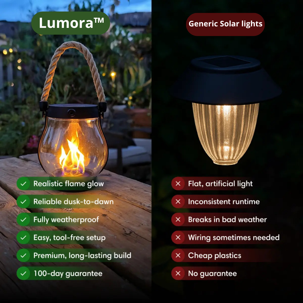 Solcellelanterne med realistisk flammeeffekt