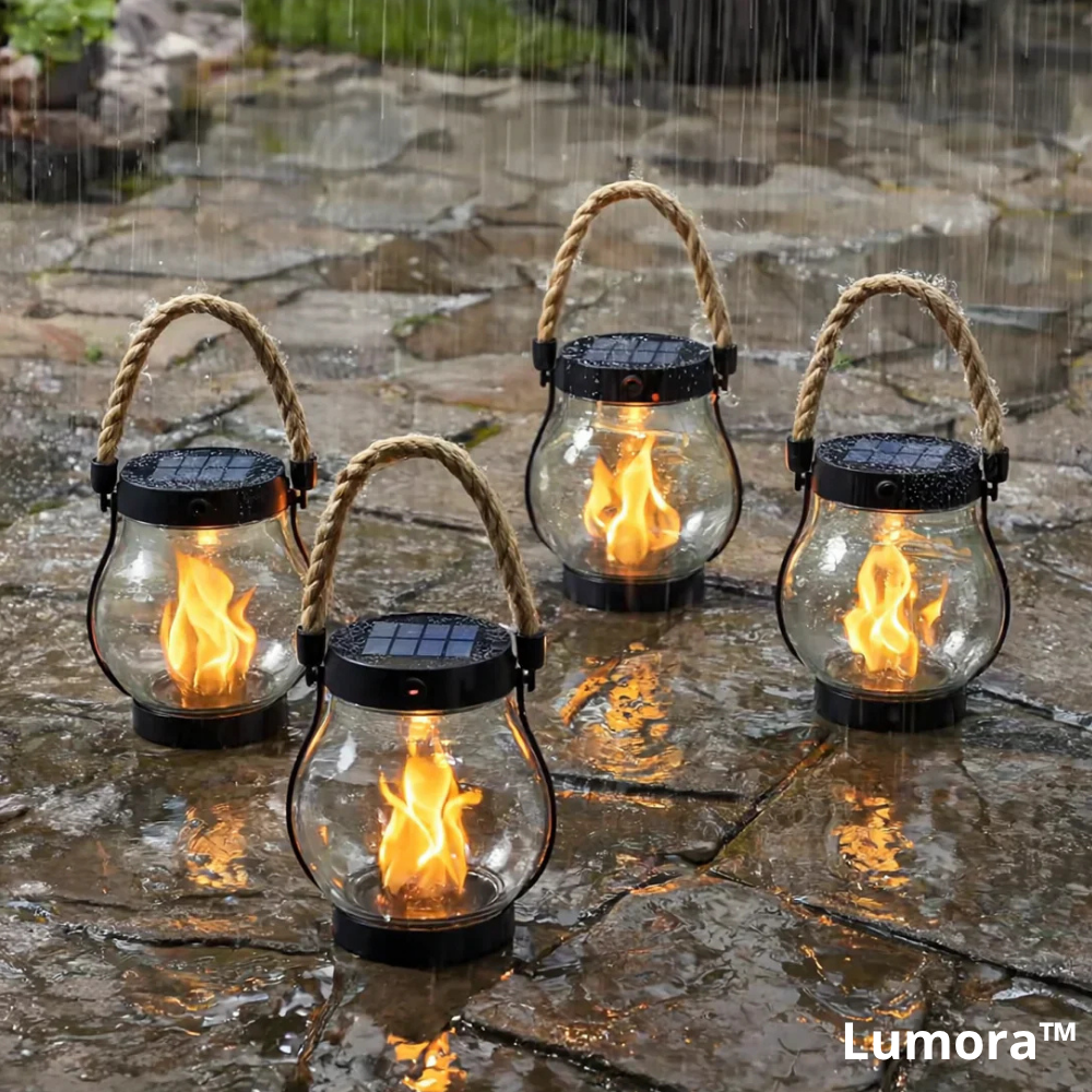 Solcellelanterne med realistisk flammeeffekt