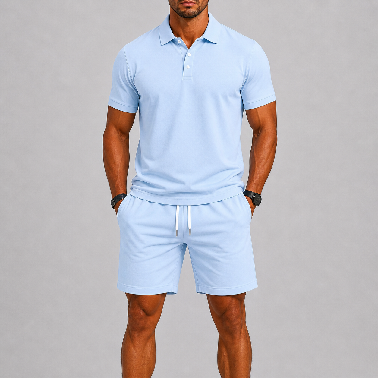 Sommersportssæt til mænd – polo og shorts, letvægtskomfort