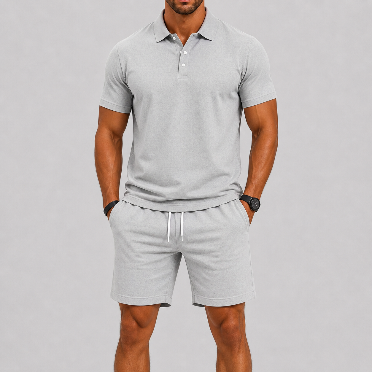 Sommersportssæt til mænd – polo og shorts, letvægtskomfort