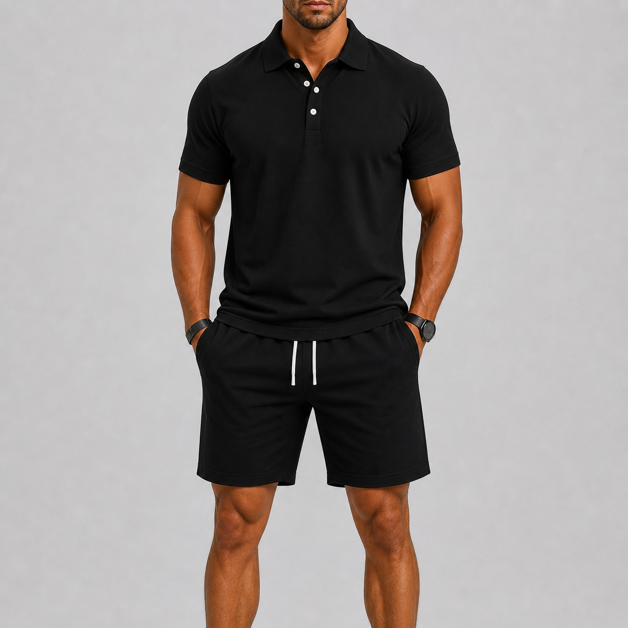 Sommersportssæt til mænd – polo og shorts, letvægtskomfort