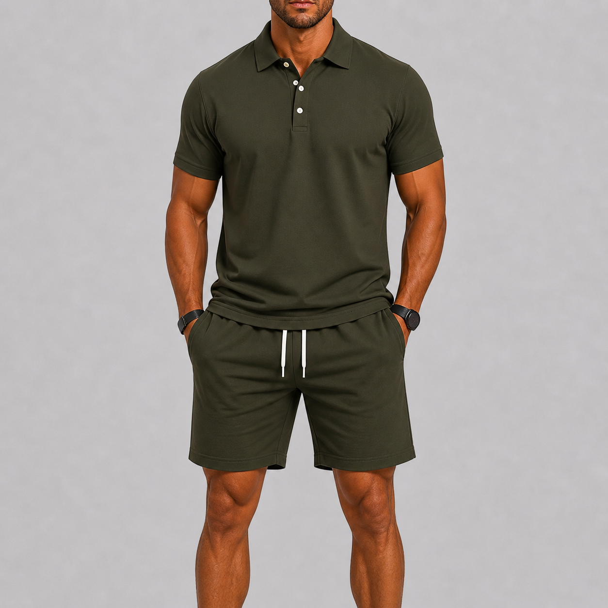 Sommersportssæt til mænd – polo og shorts, letvægtskomfort