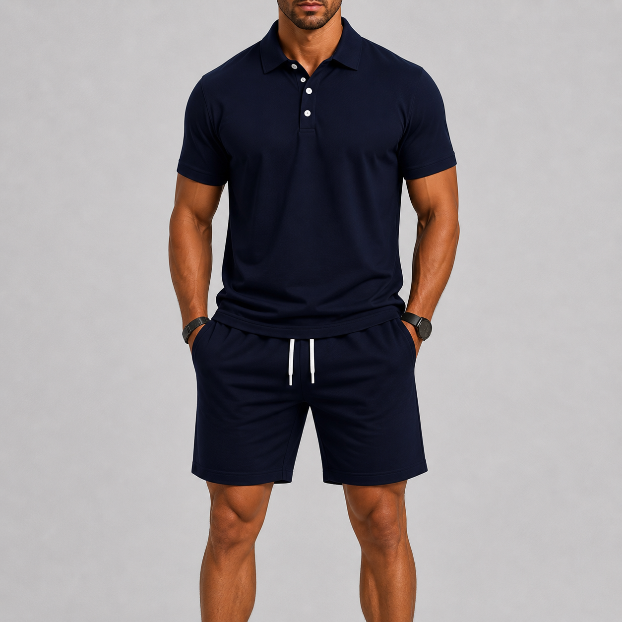 Sommersportssæt til mænd – polo og shorts, letvægtskomfort